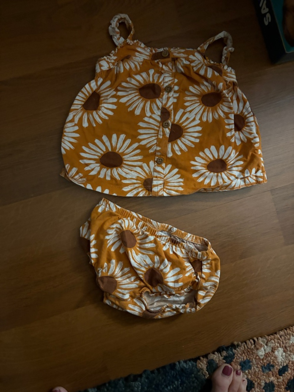 Carter's Sunflower Print Two-Piece Diaper Cover Set - Mustard & White